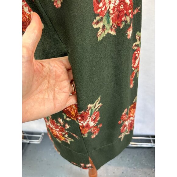 Button Up Tunic Dress  Womens Small Floral Olive Green Stillwater - Picture 5 of 11